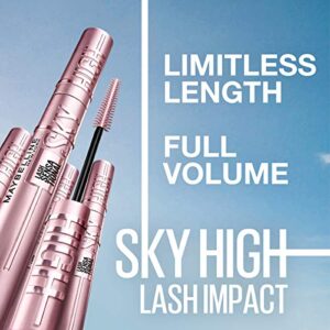 Maybelline Sky High Washable Mascara Makeup, Volumizing, Lengthening, Defining, Curling, Multiplying, Buildable Formula, Blackest Black, 1 Count