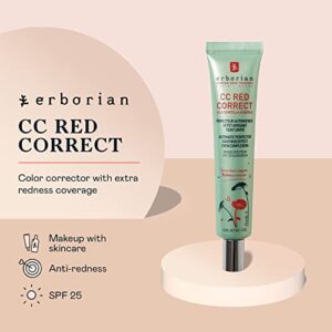 Erborian Color Correcting CC Cream with Centella Asiatica, Red Correct - Light Multi-Purpose Facial Concealer with Illuminating Finish Soothes & Hydrates - SPF Korean Skincare Skin Perfector - 1.5 Oz