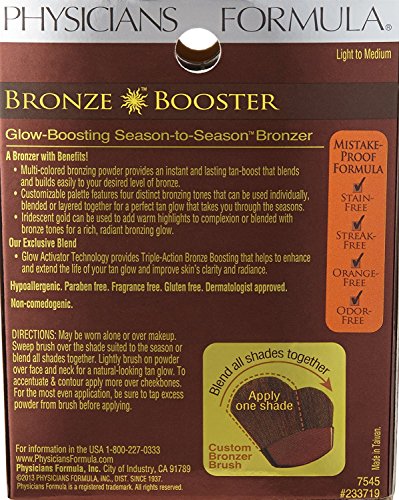 Physicians Formula Bronze Booster Glow-Boosting Season-to-Season Light-to-Medium Bronzer Makeup Powder, Dermatologist Approved