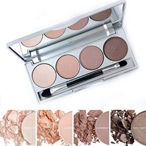 honeybee gardens ‘skinny dip’ refillable eye shadow palette | 4 neutral shades with a refillable compact with brush | natural ingredients | gluten free | vegan | cruelty free