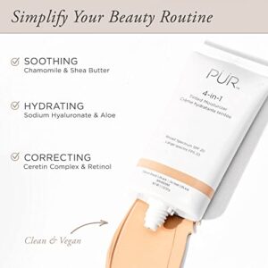 PÜR 4-in-1 Tinted Moisturizer With SPF 20 - Hydrating Face Moisturizer, Primer, & Foundation With Shea Butter, Aloe Vera & Vitamin B3 - Vegan Friendly - Free of Paraben, Gluten & BPA - Bone