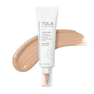 TULA Skin Care Radiant Skin Brightening Serum Skin Tint SPF | Facial Sunscreen Provides Broad Spectrum SPF 30 Protection, Tinted, Serum-Light Formula Brightens and Evens Skin | Shade 09, 1.0 fl. oz.