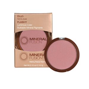 mineral fusion makeup blush, long-lasting flush of color, natural & smooth hydrating blend with antioxidants, vitamin c & e, talc free (flashy) 0.10 oz