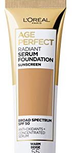 L'Oreal Paris Age Perfect Radiant Serum Foundation with SPF 50, Warm Beige, 1 Ounce