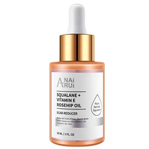 anai rui squalane + vitamin e rosehip oil moisturizer for face hydrate, reduce scars and stretch marks, wrinkles for smoother, softer skin 1 fl. oz
