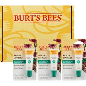 Burt’s Bees Lip Balm Rescue Lip Relief - Relieves Extremely Dry Lips with Moisturizing Shea Butter & Echinacea, 100% Natural Origin (3 pack)