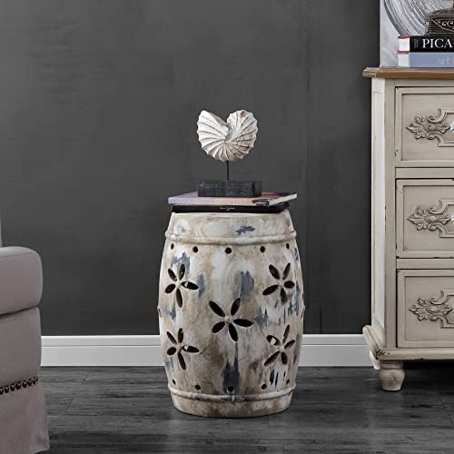 Safavieh ACS4589A Ilia Cement Decorative Garden Stool, Antiqued Cream