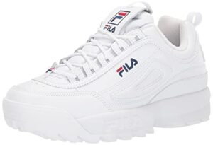 fila women’s disruptor ii premium comfortable sneakers, white/navy/red, 8.5