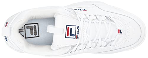 Fila Women's Disruptor II Premium Comfortable Sneakers, White/Navy/Red, 8.5