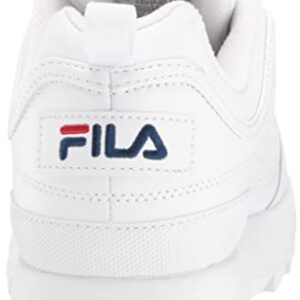 Fila Women's Disruptor II Premium Comfortable Sneakers, White/Navy/Red, 8.5