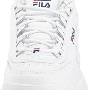 Fila Women's Disruptor II Premium Comfortable Sneakers, White/Navy/Red, 8.5