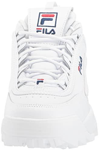 Fila Women's Disruptor II Premium Comfortable Sneakers, White/Navy/Red, 8.5