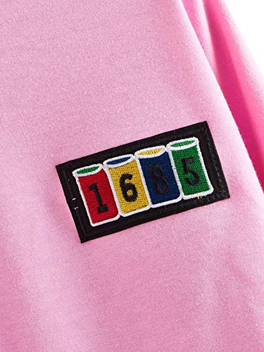 SweatyRocks Women's Pullover Letter Print Color Block Long Sleeve Crop Top Sweatshirt Multi-1 Small