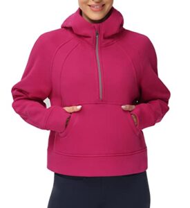 women’s hoodies half zip long sleeve fleece crop pullover sweatshirts with pockets thumb hole