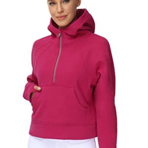 Women’s Hoodies Half Zip Long Sleeve Fleece Crop Pullover Sweatshirts with Pockets Thumb Hole