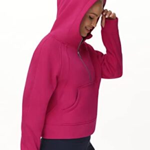 Women’s Hoodies Half Zip Long Sleeve Fleece Crop Pullover Sweatshirts with Pockets Thumb Hole