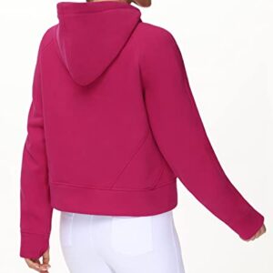 Women’s Hoodies Half Zip Long Sleeve Fleece Crop Pullover Sweatshirts with Pockets Thumb Hole