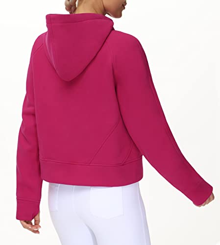 Women’s Hoodies Half Zip Long Sleeve Fleece Crop Pullover Sweatshirts with Pockets Thumb Hole