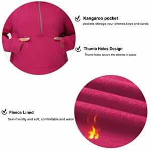 Women’s Hoodies Half Zip Long Sleeve Fleece Crop Pullover Sweatshirts with Pockets Thumb Hole