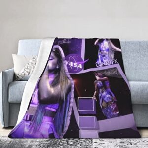 ariana grande blanket pop singer 3d printer flannel blanket soft warm flannel throw blankets for bed couch sofa bedroom living room all season fans gift 80×60 in -purple blanket