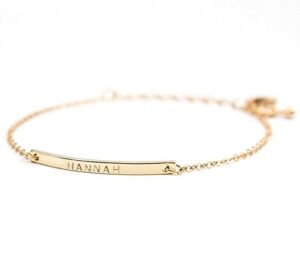 16k gold your name bar bracelet – personalized gift gold plated bar delicate hand stamp best bridesmaid wedding graduation gift