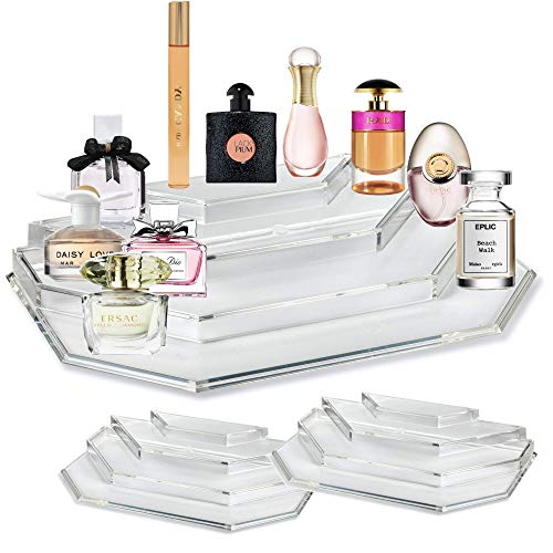 byAlegory (Set of 2) Acrylic Mini Perfume & Mini Scented Oils Organizer & Vanity Display 4 Tiers For Storing Mini, Travel Size, Rollerball Beauty Perfume Bottles - Clear