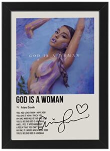 ariana grande – god is a woman album song cover signed poster, autographed print display, fan merchandise gift, collectable/memoribilia wall art, ariana grande enthusiast (unframed, a4)