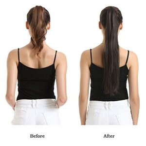 BARSDAR 26 inch Ponytail Extension Long Straight Wrap Around Clip in Synthetic Fiber Hair for Women - Dark Brown mix Auburn Evenly