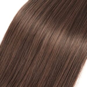 BARSDAR 26 inch Ponytail Extension Long Straight Wrap Around Clip in Synthetic Fiber Hair for Women - Dark Brown mix Auburn Evenly