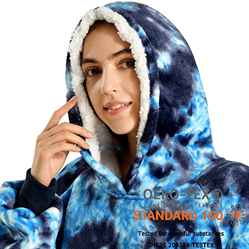 Krifey Wearable Blanket Hoodie, Oversized Sherpa Hooded for Women and Men, Cozy Sweatshirt with Giant Pocket