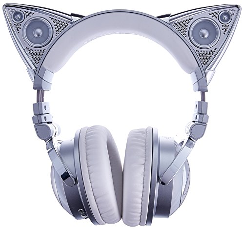 Brookstone Limited Edition Ariana Grande Wireless Cat Ear Headphones with External Speaker, Bluetooth Microphone, and Color Changing Accents