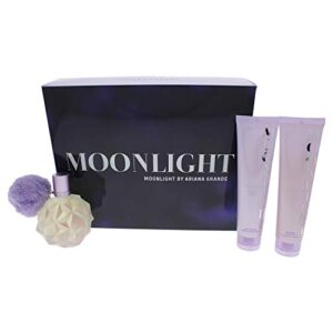 moonlight ariana grande women 3.4oz edp spray, 3.4oz body creme, 3.4oz bath and shower gel 3 pc gift set