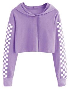 imily bela kids crop tops girls hoodies cute plaid long sleeve fashion sweatshirts purple