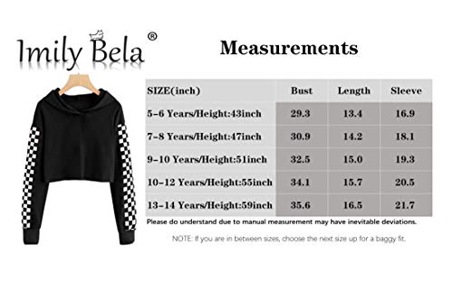 Imily Bela Kids Crop Tops Girls Hoodies Cute Plaid Long Sleeve Fashion Sweatshirts Purple