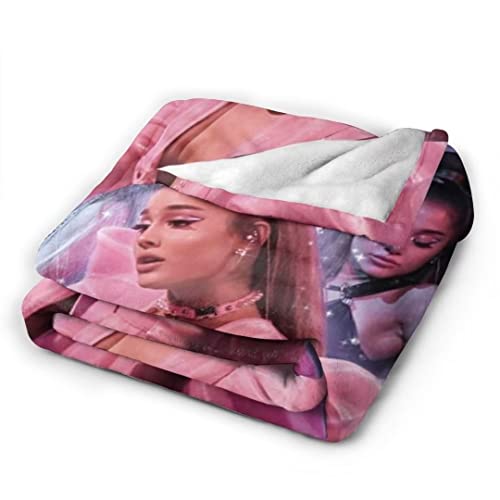 Ariana Grande Blanket Pop Singer Poster Collage Ultra Soft Flannel Fleece Blanket Super Soft Warm and Cozy for Sofa Bed Couch Travel Personalized Singer Fans Gift 60x50 in