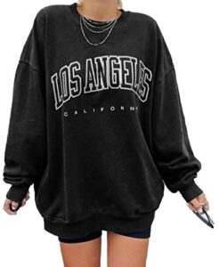 women’s oversized sweatshirt los angeles california crewneck long sleeve casual loose pullover tops