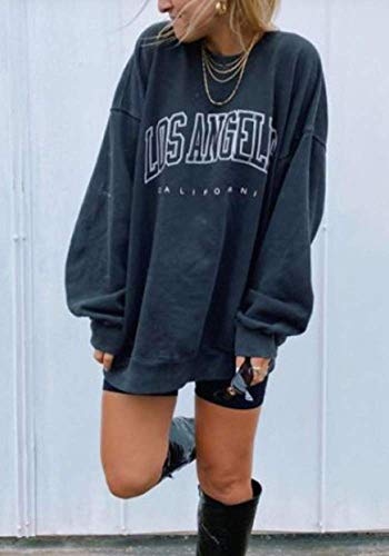 Women’s Oversized Sweatshirts Los Angeles California Hoodies Crewneck Long Sleeve Boyfriends Pullovers Tops