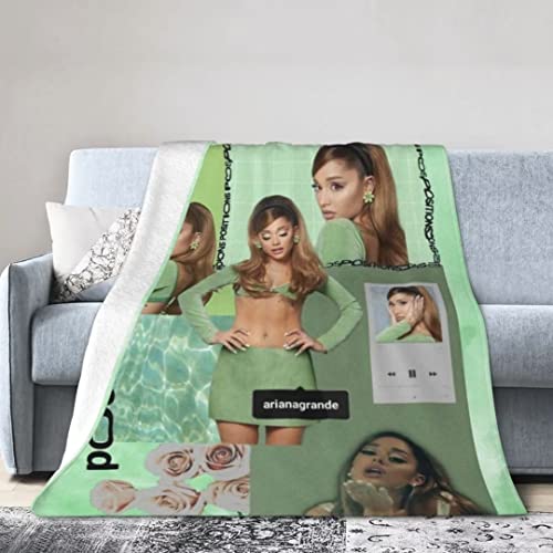 Ariana Grande Blanket Positions Album Cover3D Printer Flannel Blanket Soft Warm Flannel Throw Blankets for Bed Couch Sofa Bedroom Living Room All Season Fans Gift 50x40 in -Green Blanket