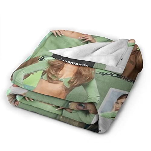 Ariana Grande Blanket Positions Album Cover3D Printer Flannel Blanket Soft Warm Flannel Throw Blankets for Bed Couch Sofa Bedroom Living Room All Season Fans Gift 50x40 in -Green Blanket