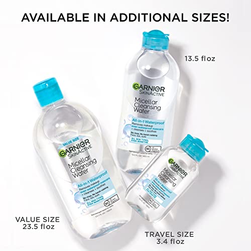 Garnier SkinActive Micellar Water For Waterproof Makeup, Facial Cleanser & Makeup Remover, 13.5 fl. oz, 2 count (Packaging May Vary)