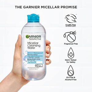 Garnier SkinActive Micellar Water For Waterproof Makeup, Facial Cleanser & Makeup Remover, 13.5 fl. oz, 2 count (Packaging May Vary)