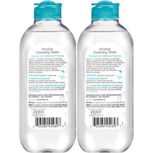 Garnier SkinActive Micellar Water For Waterproof Makeup, Facial Cleanser & Makeup Remover, 13.5 fl. oz, 2 count (Packaging May Vary)