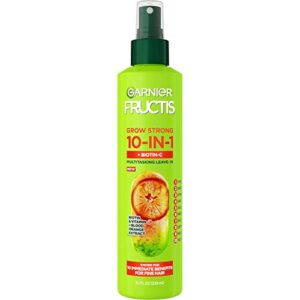 garnier fructis grow strong thickening 10-in-1 spray to help thicken, protect and strengthen fine and thin hair, vegan hair care 8.1 fl oz