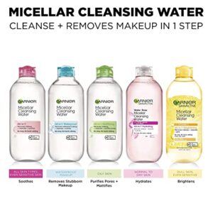 Garnier SkinActive Micellar Water with Rose Water and Glycerin, Facial Cleanser & Makeup Remover, All-in-1 Hydrating, 13.5 fl. oz, 1 count (Packaging May Vary)