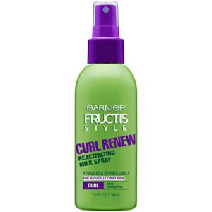 garnier fructis style curl renew reactivating milk spray for curly hair, 5 ounce (packaging may vary)
