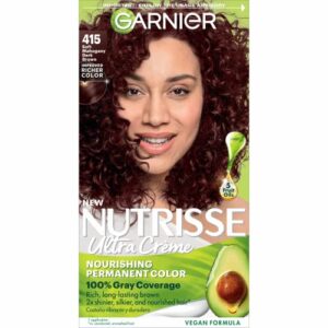 garnier hair color nutrisse nourishing creme, 415 soft mahogany brown (raspberry truffle) permanent hair dye, 1 count (packaging may vary)