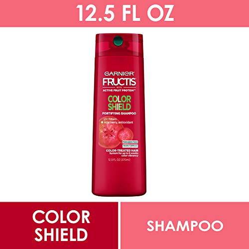 Garnier Fructis Color Shield Shampoo, Fortifying Shampoo for Color Treated Hair, Works on All Types of Hair and Color, Vegan and Paraben Free, 12.5 fl. oz. (Packaging may vary old or new packaging)