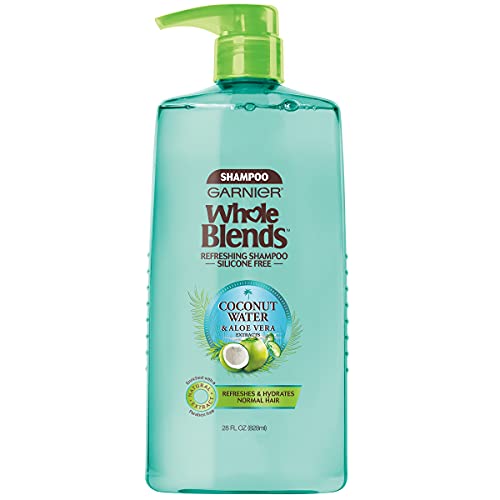 Garnier Whole Blends Refreshing Coconut Water and Aloe Vera Extracts Weightlessly Hydrating Shampoo for Normal Hair, Paraben and Silicone Free, 28 fl. oz.