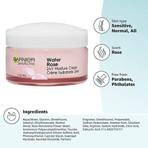 Garnier SkinActive 24H Moisture Cream with Rose Water and Hyaluronic Acid, Face Moisturizer, For Normal to Dry Skin, 1.7 Fl Oz