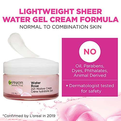 Garnier SkinActive 24H Moisture Cream with Rose Water and Hyaluronic Acid, Face Moisturizer, For Normal to Dry Skin, 1.7 Fl Oz